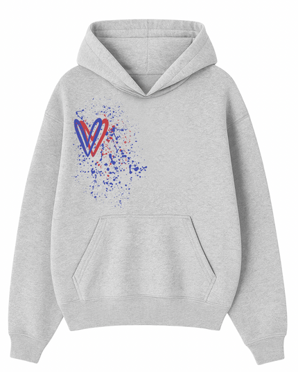 Red/Royal Heart Printed  Hoodie Kids