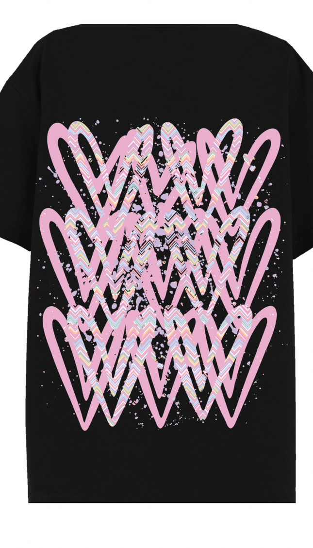 Pastel Zig Zag Heart Printed T-shirt – image 7