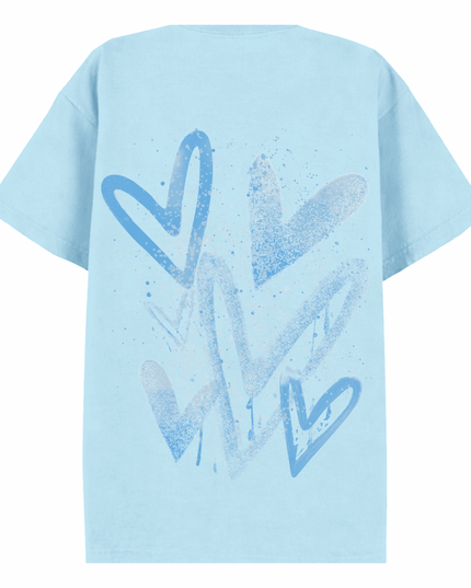 Blue Scatter Heart Printed T-shirt Kids