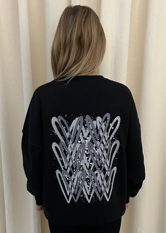 Grey Heart Printed Sweatshirt Adults
