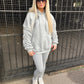 Grey Heart Sprayed Ruched Hoodie