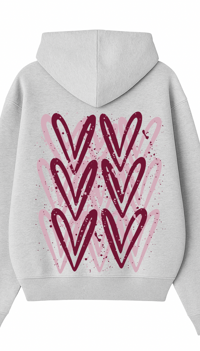 Burgundy Heart Printed Hoodie – image 5