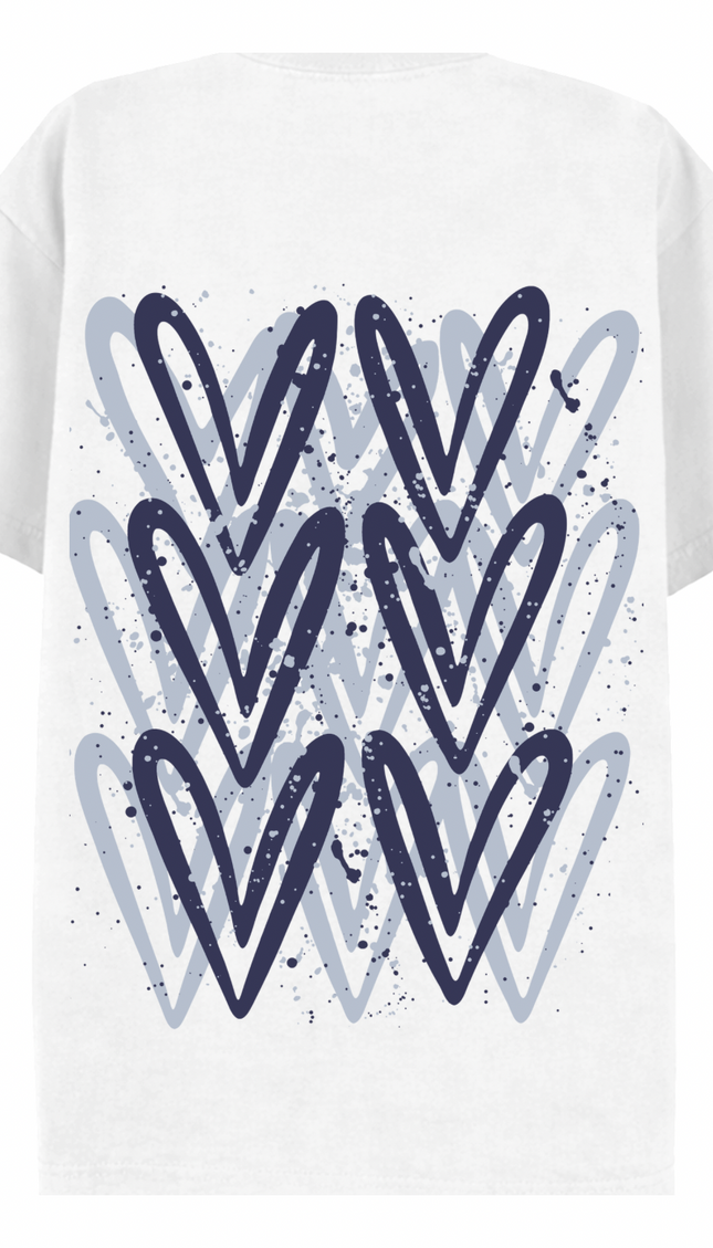 Navy graffiti heart T-shirt with spray paint effect print – women's T-shirt by Miss Runway