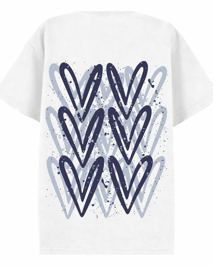 Navy Heart Printed T-shirt Adult