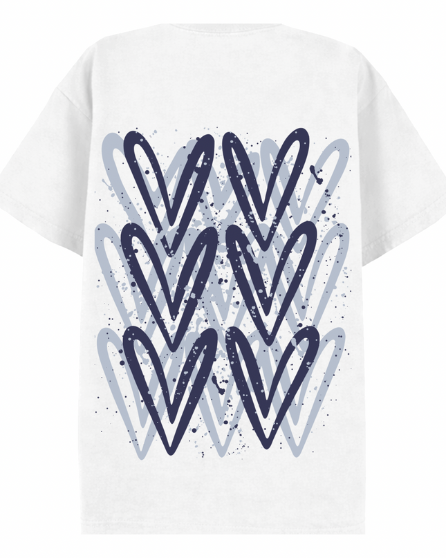 Navy Heart Printed T-shirt Adult