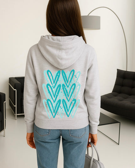 Mint Heart Printed Hoodie