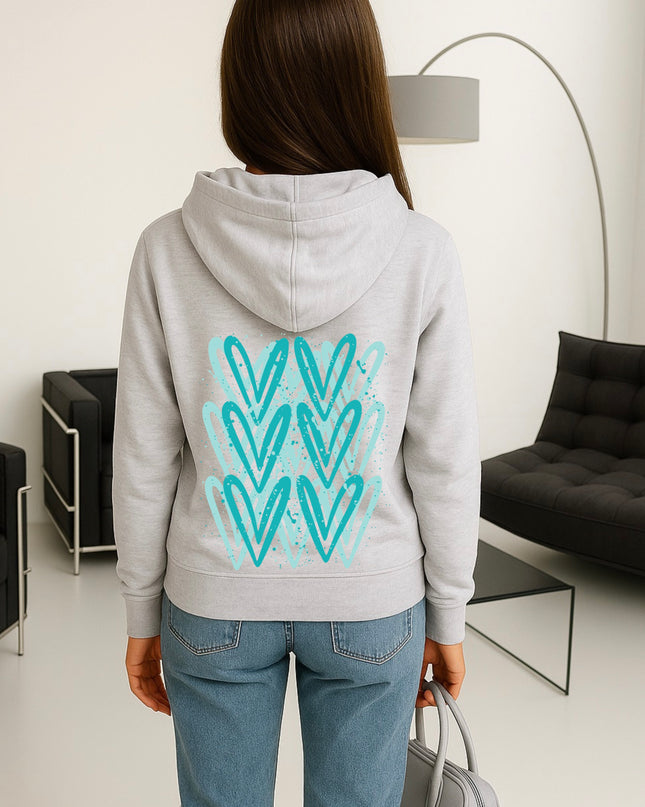Mint Heart Printed Hoodie