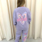 Miss Runway Pastel Heart Graffiti Sweatshirt Tracksuit Lilac