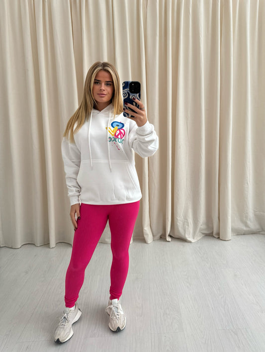 XOXO Graffiti Hoodie And Legging Set White