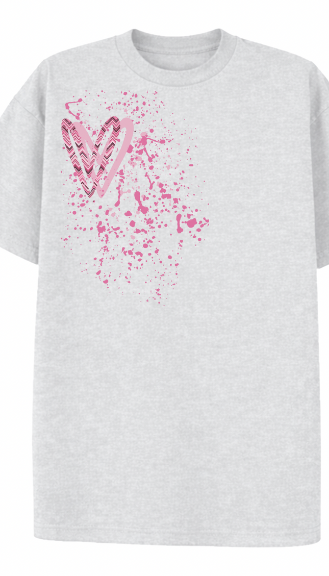 Pink Zig Zag Heart Printed T-shirt – image 8