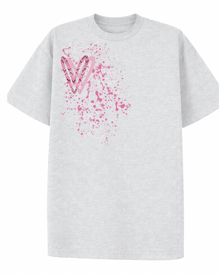 Pink Zig Zag Heart Printed T-shirt Kid