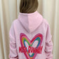 Miss Runway Multicolour Heart Graffiti Ruched Hoodie Pink