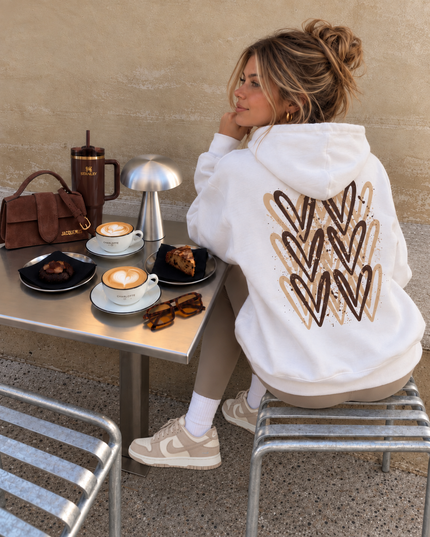 Graffiti Brown Heart Hoodie White/Brown – kids' printed hoodie by Miss Runway