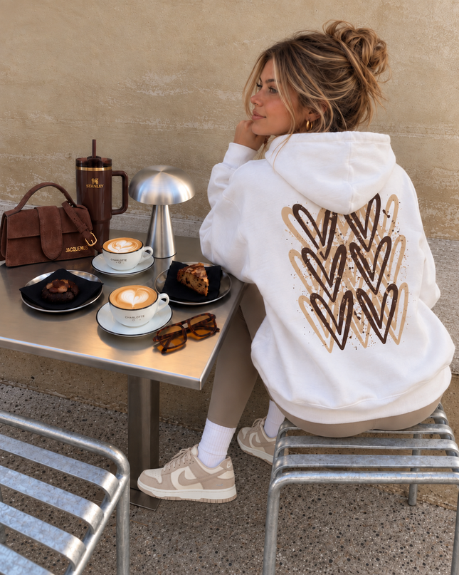 Graffiti Brown Heart Hoodie White/Brown – kids' printed hoodie by Miss Runway