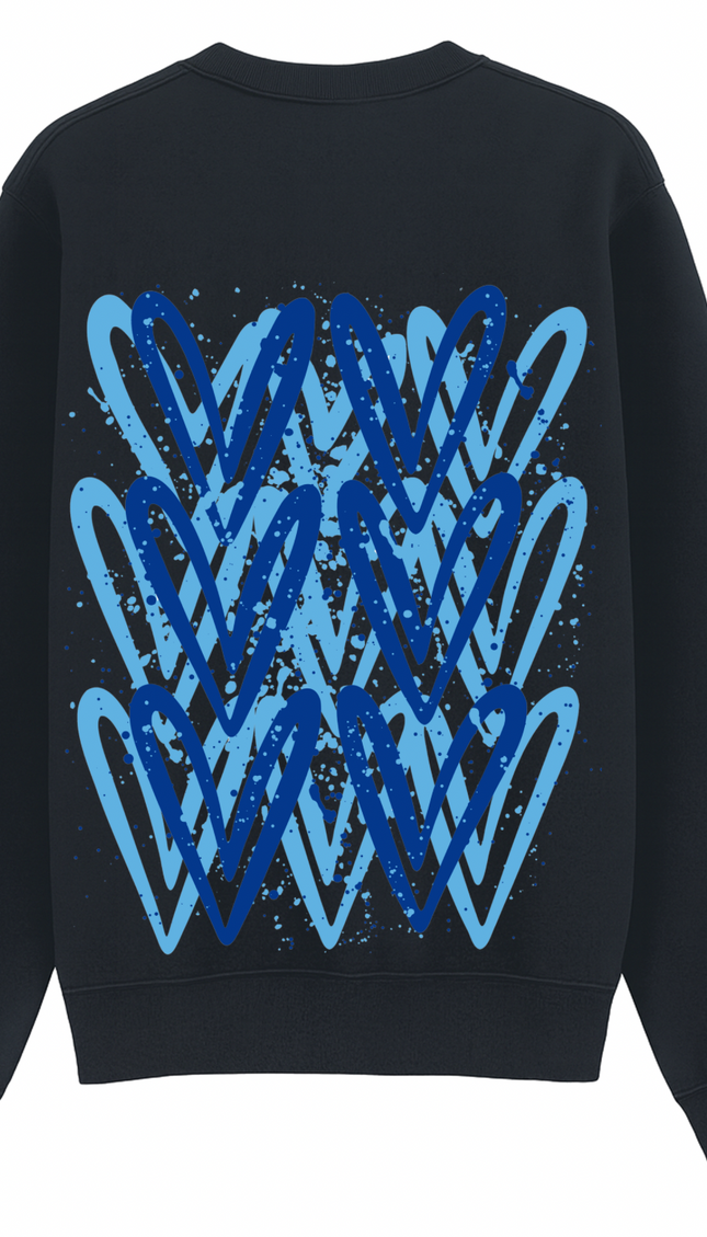 Royal Blue Heart Printed Sweatshirt – image 9