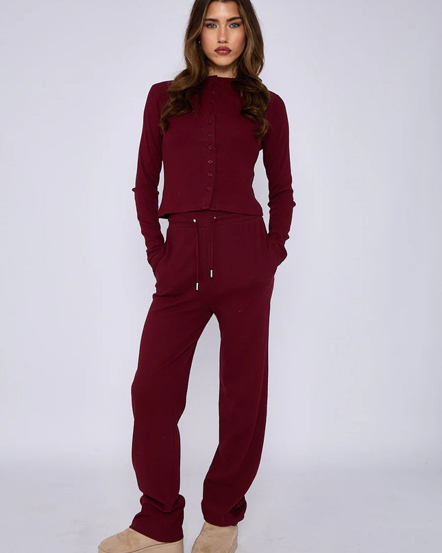 Button Loungewear Co ord  Burgundy