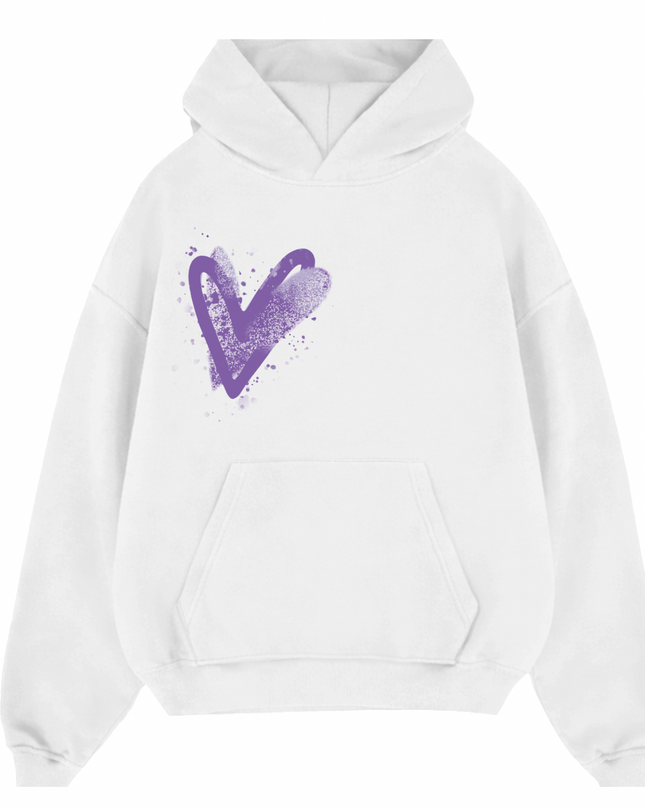 Lilac Scatter Heart Printed  Hoodie Kids