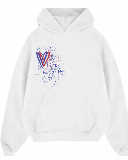 Red/Royal Heart Printed  Hoodie Kids