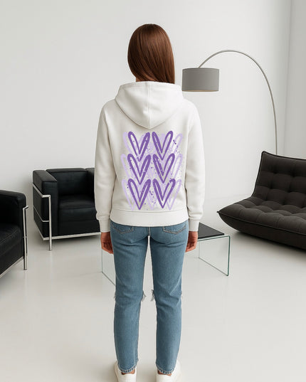 Lilac Heart Printed Hoodie