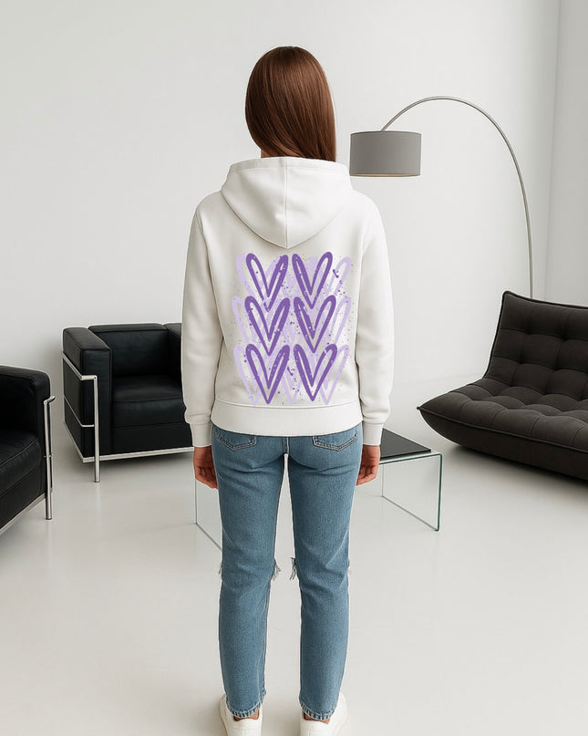 Lilac Heart Printed Hoodie