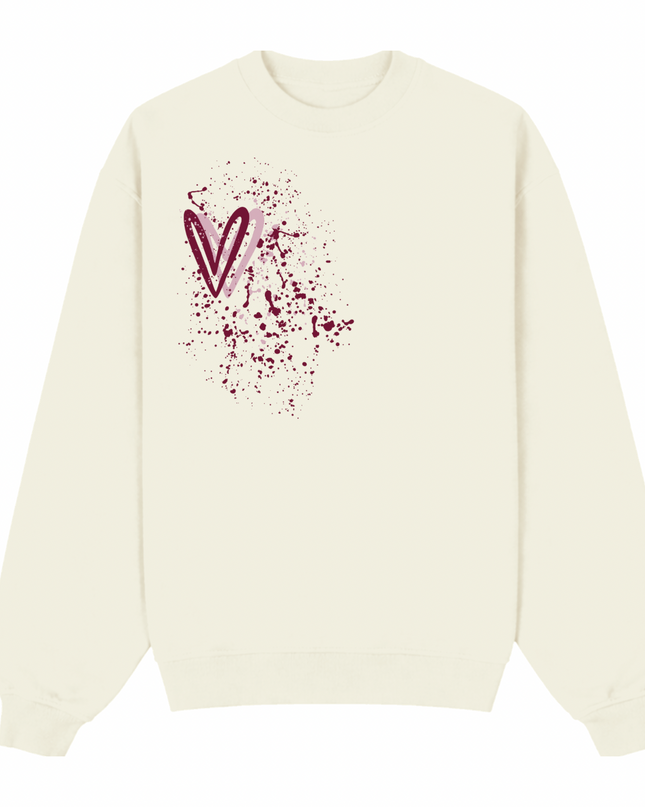 Burgundy Heart Printed Sweatshirt Kids