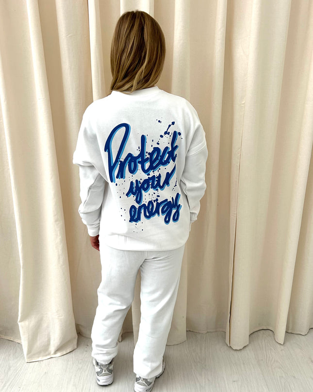 Protect Your Energy Graffiti Sweatshirt Tracksuit White