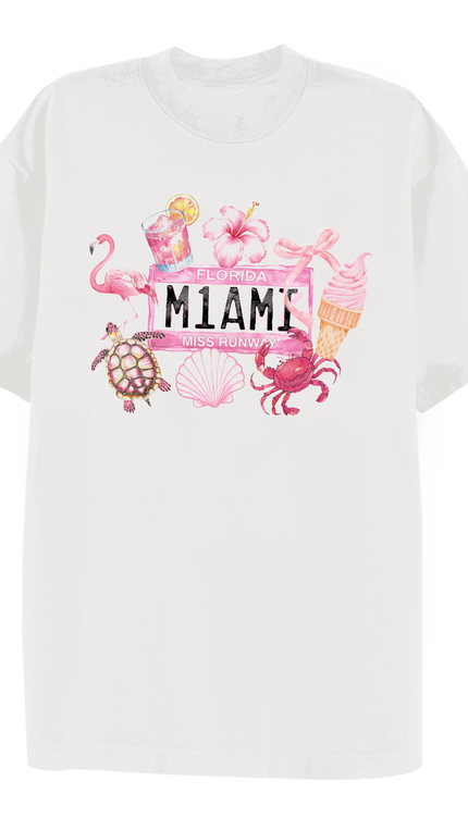 Miami Florida Flamingo Printed T-shirt – adult printed t-shirt by Miss Runway