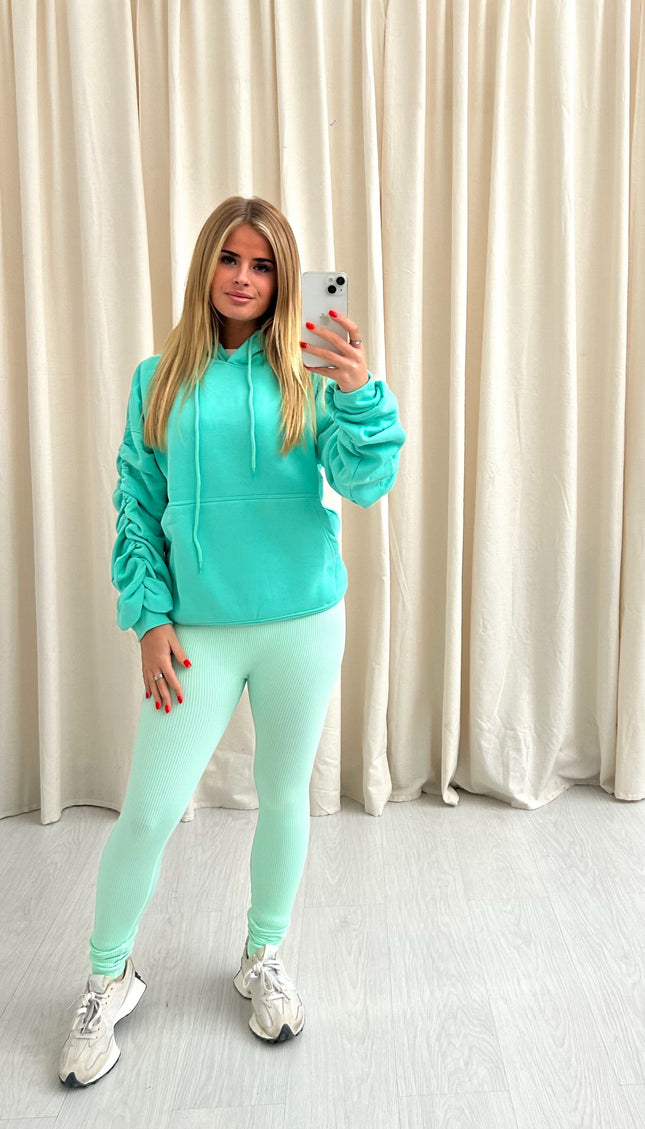 Ruched Hoodie Mint