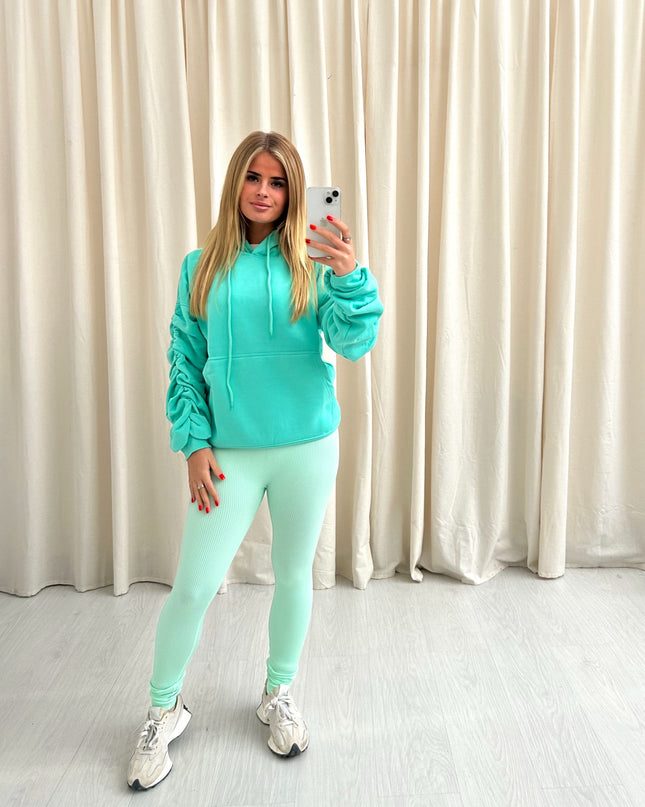 Ruched Hoodie Mint