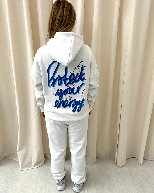 Protect Your Energy Graffiti Hooded Tracksuit White