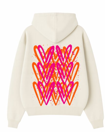 Neon Heart Printed Hoodie Adults