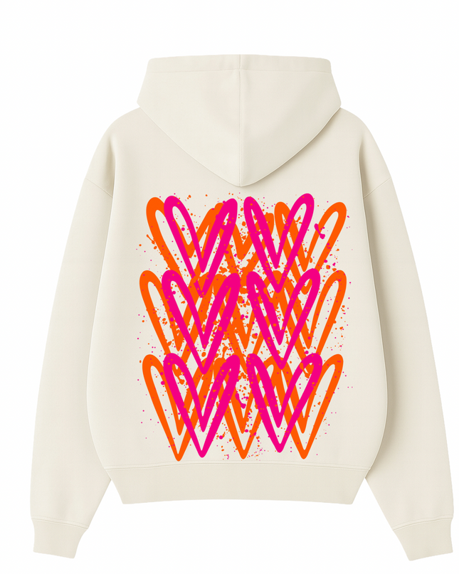 Neon Heart Printed Hoodie Kids