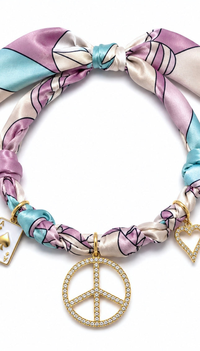 Lilac & Mint swirl print bandanna choker in a retro 70s psychedelic print – Endless Opulence by Miss Runway
