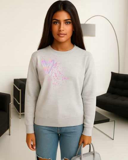 Pastel Leopard Heart Printed Sweatshirt