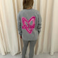 Miss Runway Pink Heart Graffiti Sweatshirt Legging Set Grey