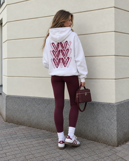 Graffiti Burgundy Heart Hoodie Grey/Burgundy – kids' hoodie by Miss Runway