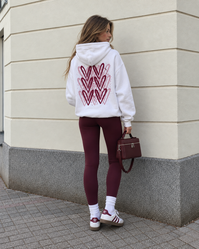 Graffiti Burgundy Heart Hoodie Grey/Burgundy – kids' hoodie by Miss Runway