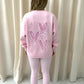 Baby Pink Candy Cane Heart Graffiti Sweatshirt Legging Set Pink