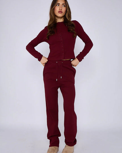 Button Loungewear Co ord  Burgundy