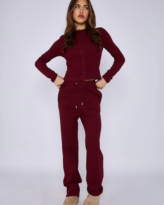 Button Loungewear Co ord  Burgundy