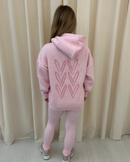Pink Heart Printed Hoodie & Leggings Adults