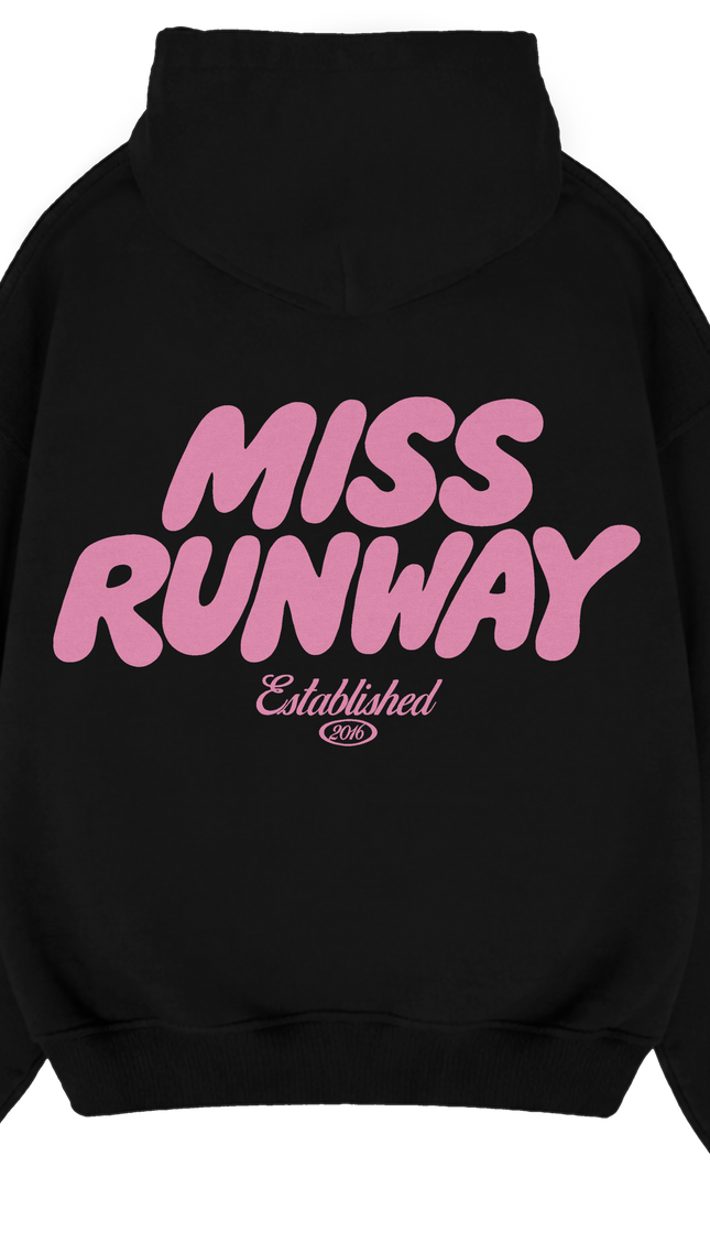 Miss Runway Established Hoodie Black/Pink – adult printed hoodie by Miss Runway