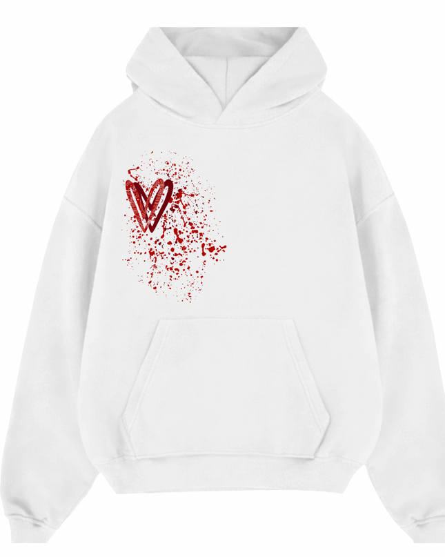 Red Paisley Heart Printed  Hoodie Kids