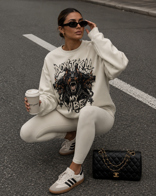 Don't Kill My Vibe Ecru Sweatshirt