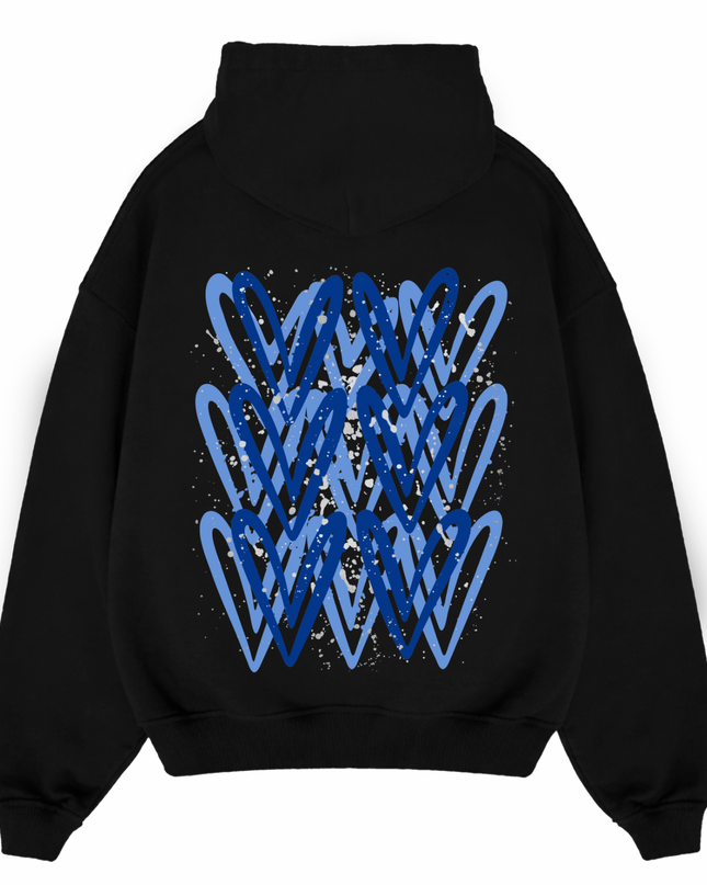 Royal Blue/Silver Heart Printed  Hoodie Kids