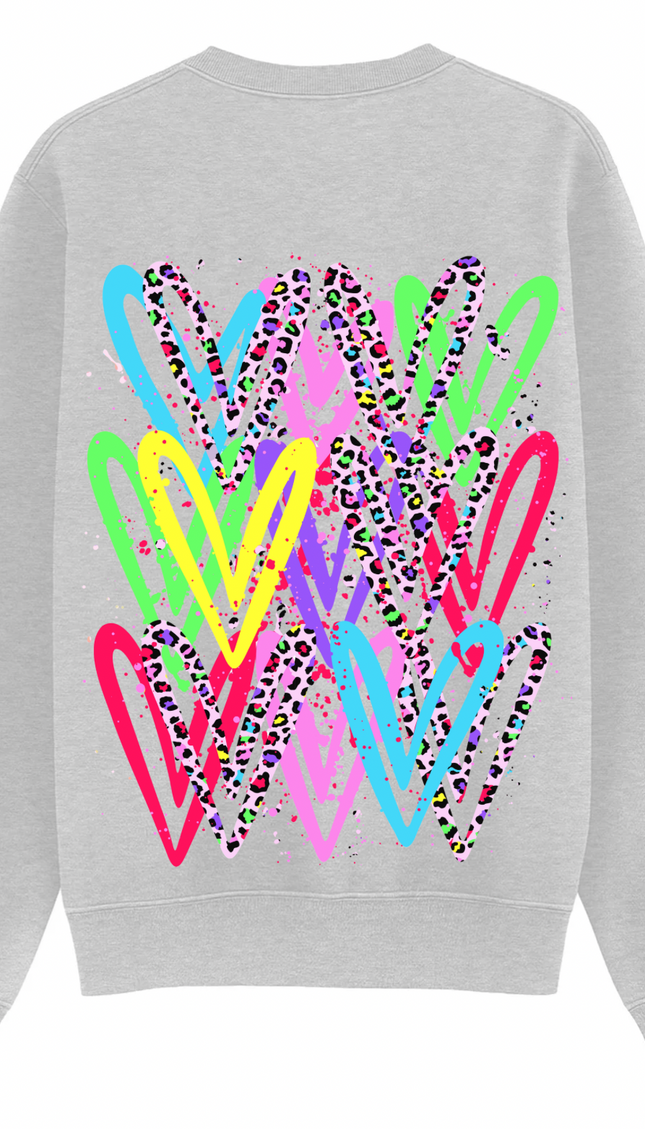 Multicoloured Leopard Print Heart Printed Sweatshirt – image 7