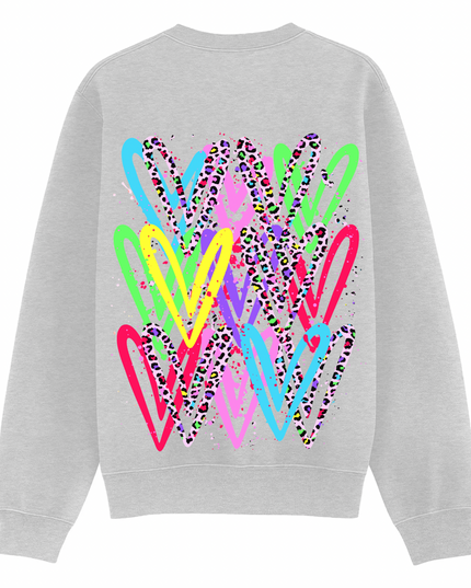 Multicoloured Leopard Print Heart Printed Sweatshirt Adults