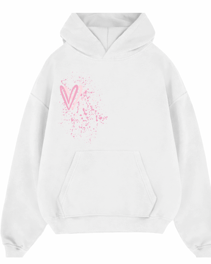 Pink Heart Printed Hoodie Adults