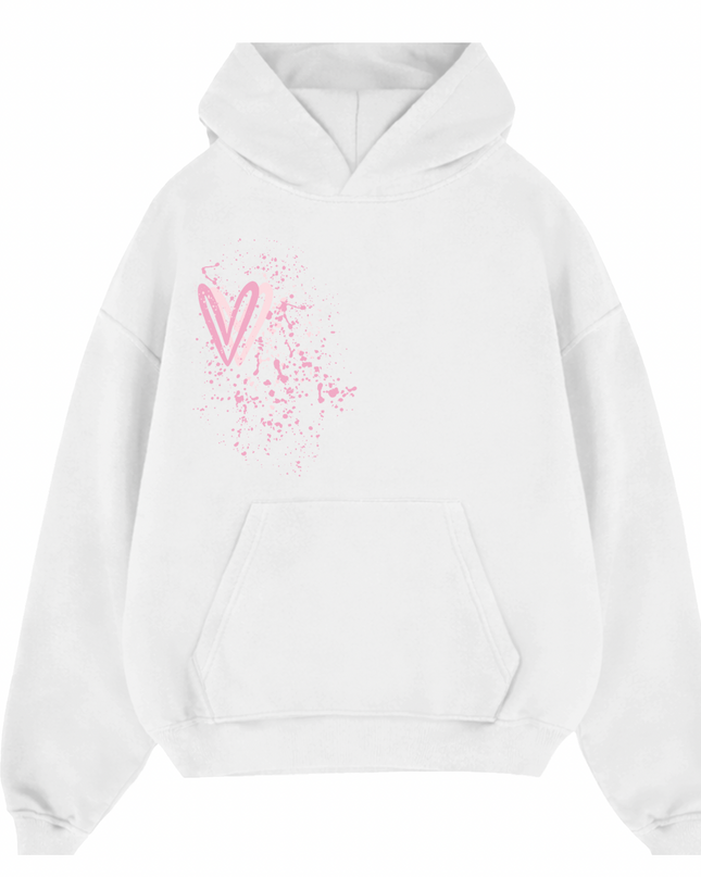 Pink Heart Printed Hoodie Kids
