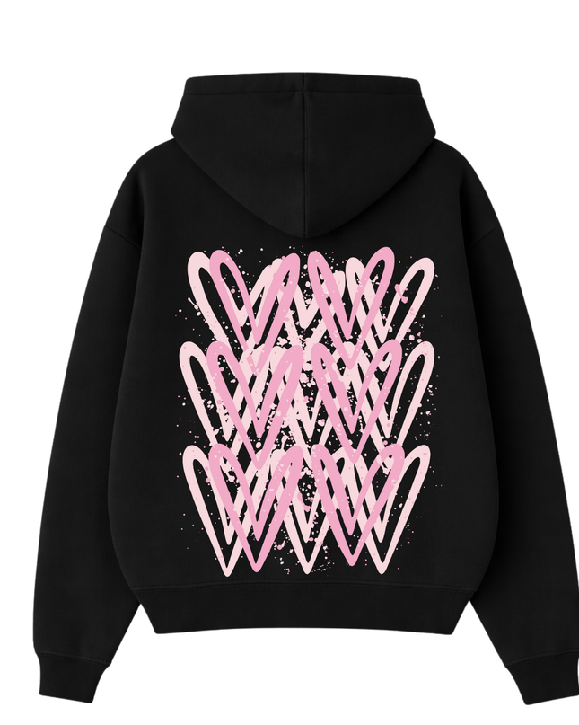 Pink Heart Printed Hoodie Kids